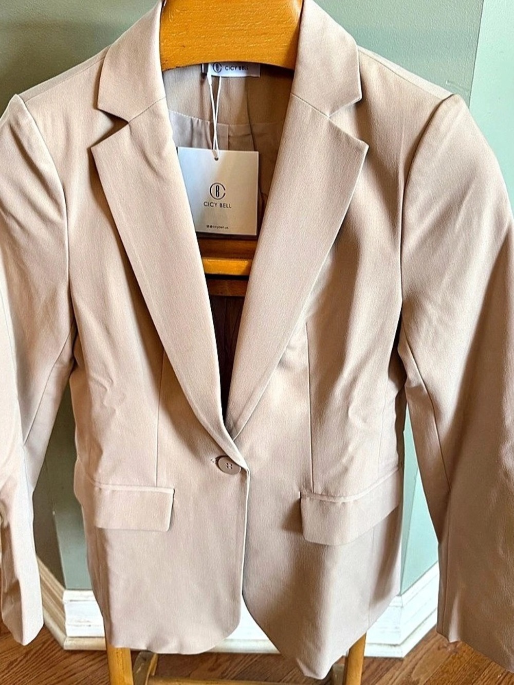 Cicy Bell Womens Notch Lapel Blazer Tan Beige NWT